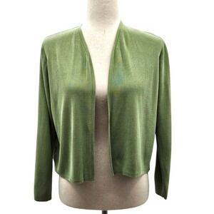 Ann‎ Taylor Womens Green Silk Cardigan Sweater Shrug Bolero Size M